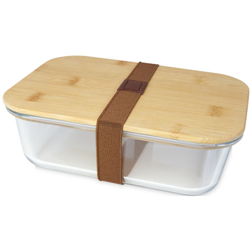 Boîte repas publicitaire en verre et bambou Roby Naturel et Translucide